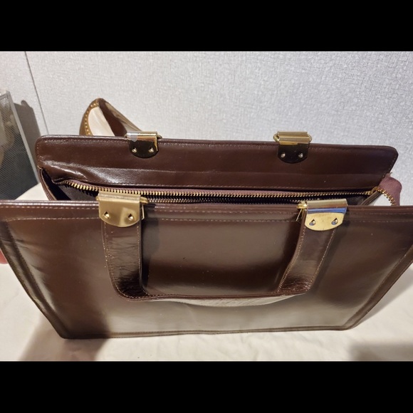 BLOCK BROWN LEATHER HANDBAG - Picture 2 of 12